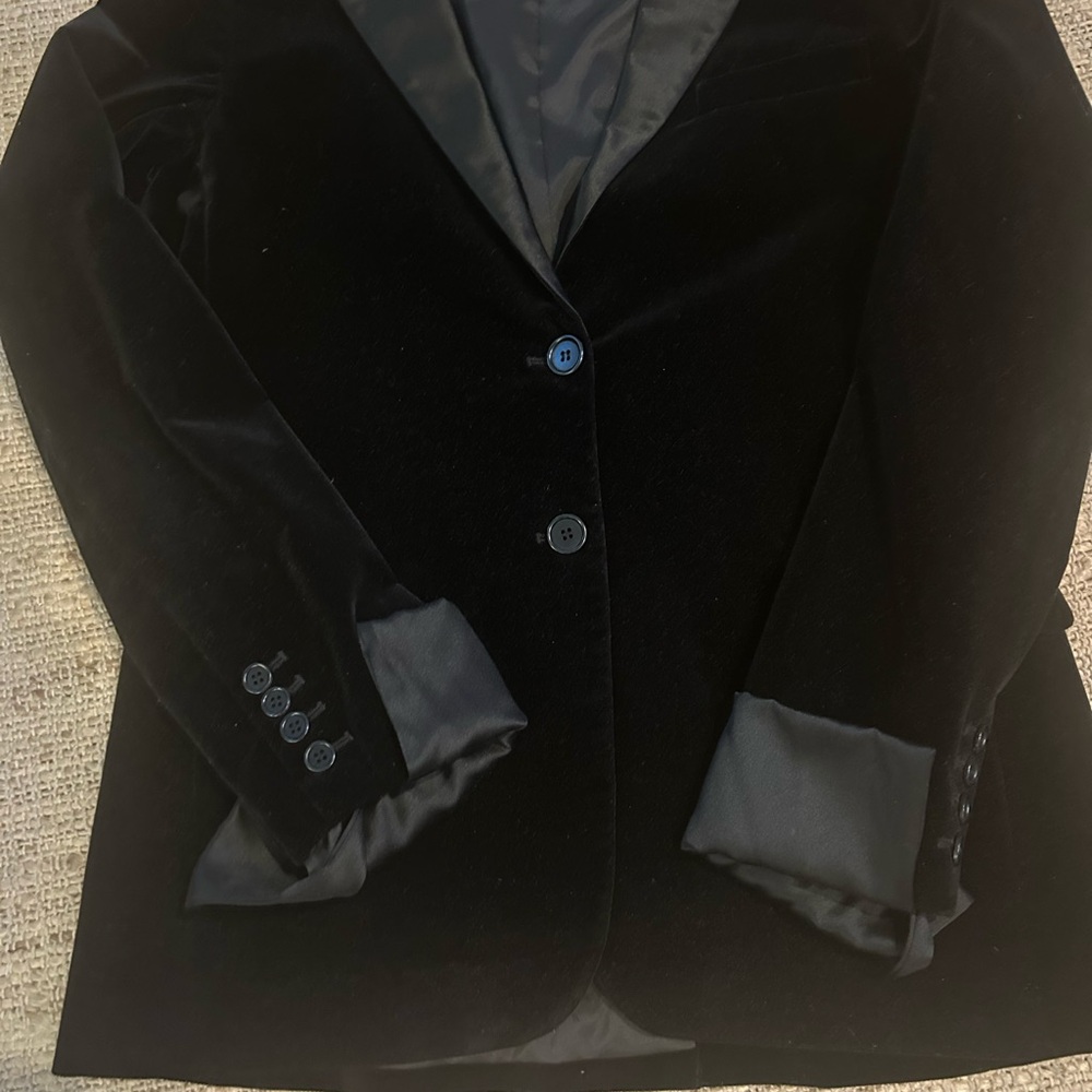 Theory Black Velvet and Satin Blazer Size 12 - Picture 7 of 16